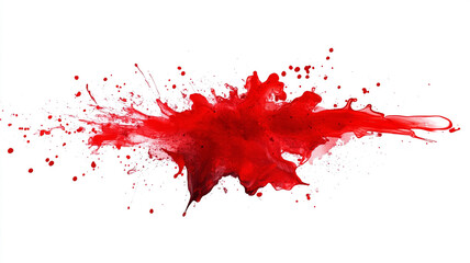 Abstract red watercolor splash on a white background.