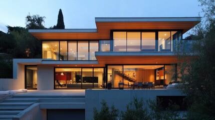 Obraz premium Architectural design and modern, minimalist exterior home design 