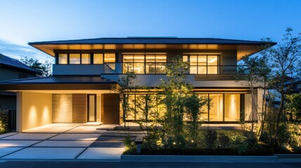 Fototapeta premium Architectural design and modern, minimalist exterior home design 