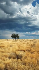 Dramatic stormy sky over wheat field.