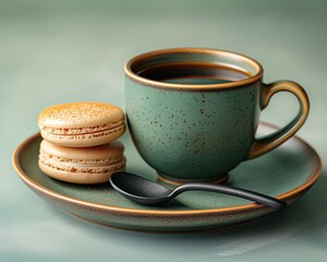 hot coffee with macaron