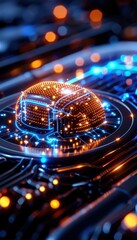 Abstract technology background with glowing circuits and lights, showcasing innovation and digital advancements.