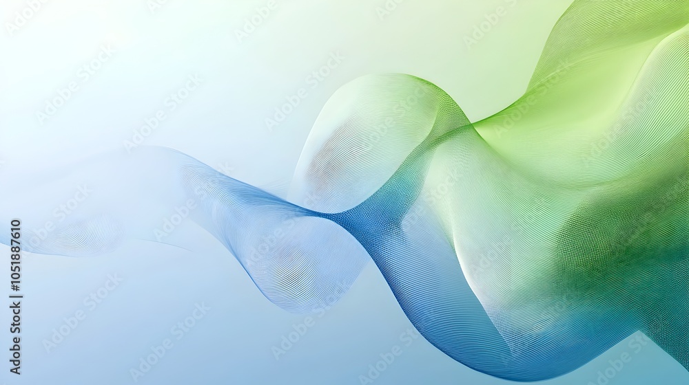 Poster serene abstract wave pattern on gradient blue and green background