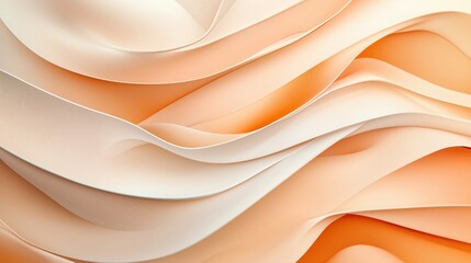 Abstract wavy fabric texture, soft orange and cream colors, smooth layers