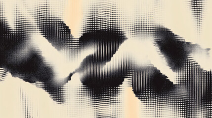 A vintage, surreal collage , featuring fluid, abstract lines