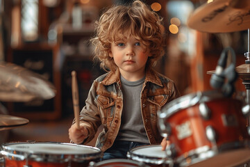 Naklejka premium Created with generative ai image of a talented cute beautiful child stage performance