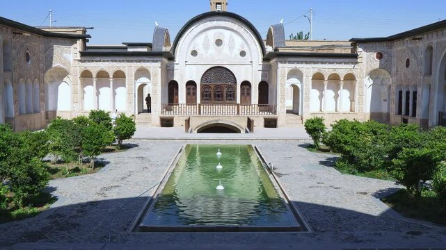 Kashan, Tabatabaei Historical House, a grand building with water fountain, Iran