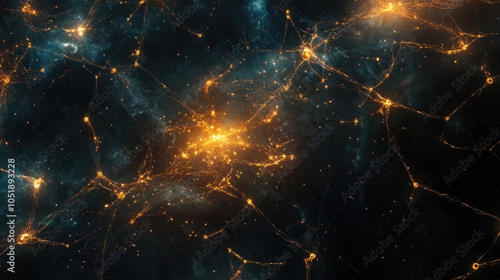 Poster a complex network of glowing neurons, symbolizing brain connectivity and the frontiers of modern sci