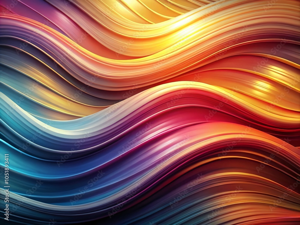 Poster dynamic abstract wave pattern with smooth gradient transition in warm and cool colors for creative d