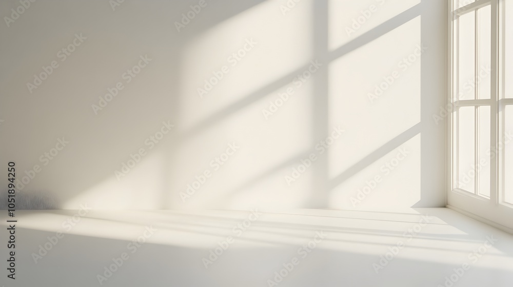 Aufkleber bright and minimal white background with soft shadows leaving ample copy space
