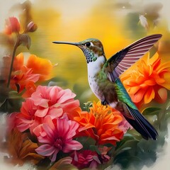 hummingbird and flower