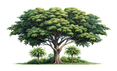 jungle rainforest tree isolated on white background.AI GENERATED