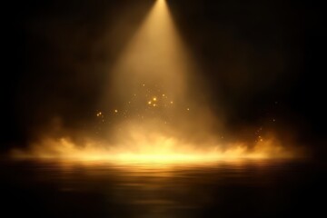Fototapeta premium Golden Spotlight Effect on Black Background