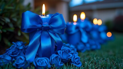 People honoring Human Trafficking Awareness Day with blue ribbon displays and awareness events