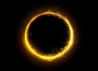 Glowing Golden Ring of Particles with Glittering Dust Effect.