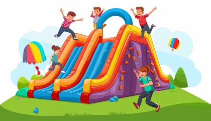 Obraz premium Jump, Climb, and Play: The Ultimate Inflatable Obstacle Course for Children