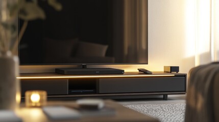 Modern Living Room with TV and Soundbar