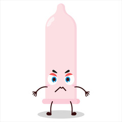 cute irritated expression of condom character