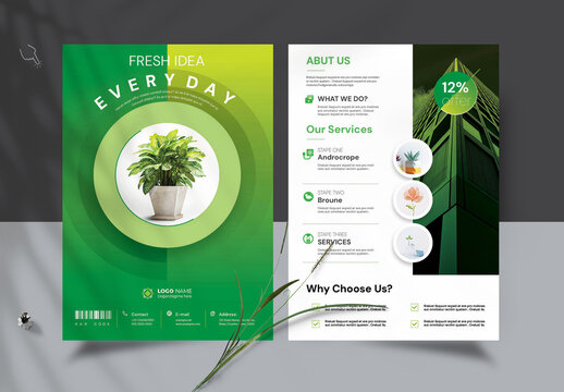 Flyers Garden Botanical Layout with Green Accents