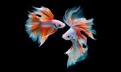 Fototapeta premium The_vibrant_Betta_fish,_Octopus_vulgaris,black_sea_bream,generation AI