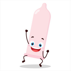 cute hurray victory expression of condom character