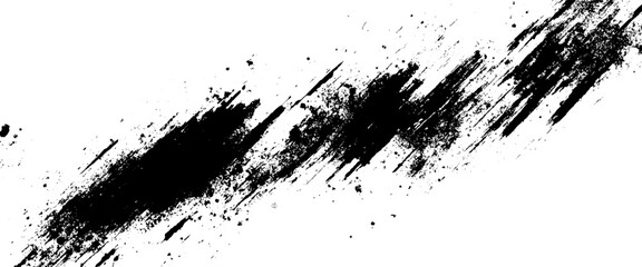 Vector abstract brushstroke with black Ink splashes design