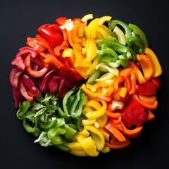 Colorful Sliced Bell Peppers in a Stunning Collage
