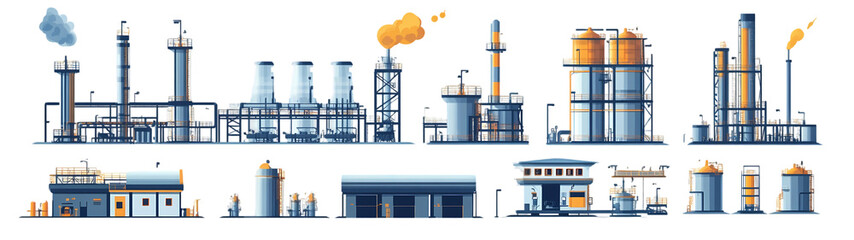Obraz premium A drawing of a factory with a factory in the background