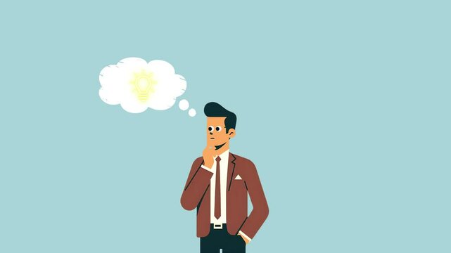 when inspiration strikes, animation of a businessman in thought