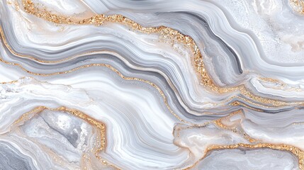 Obraz premium Elegant abstract marble texture with gold accents a stunning blend of gray and white waves for modern design inspiration