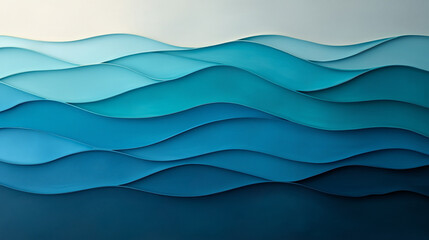 Fototapeta premium Textured waves in varying shades of blue create serene and calming atmosphere, reminiscent of oceans gentle movement.