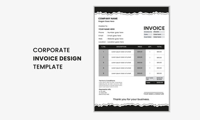 Corporate business invoice template design ,Minimal creative corporate business invoice template, invoice accounting ,bill ,receipt, price list ,Easy to edit and customize.
