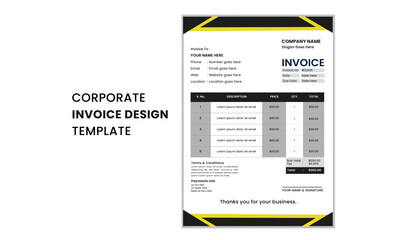 Corporate business invoice template design ,Minimal creative corporate business invoice template, invoice accounting ,bill ,receipt, price list ,Easy to edit and customize.
