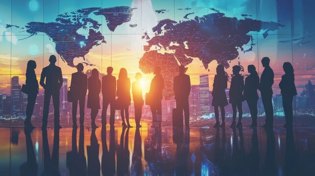Business Outsourcing Worldwide : Conceptual image of outsourcing with people from different countries working together
