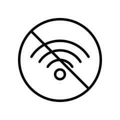 wifi ban icon no wifi signal symbol, line vector isolated on white background. trendy and modern design