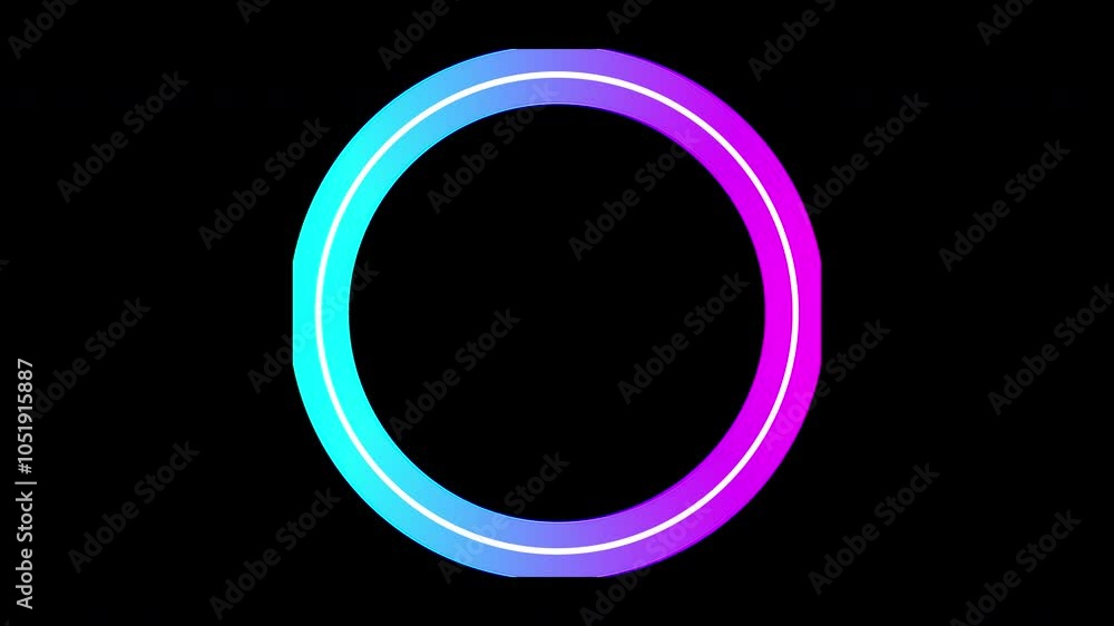 Poster neon blue pink gradient animated circle frame with alpha channel modern shiny round circular shape