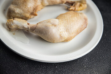 chicken meat boiled tasty chicken leg food dish fresh  gourmet food background on the table rustic...