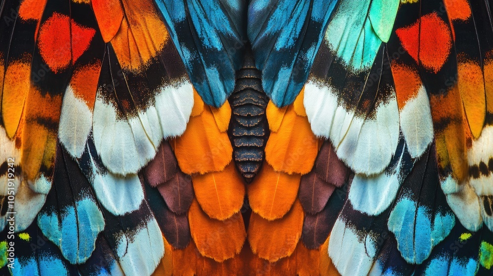 Poster a mesmerizing array of butterfly wings in vivid colors, capturing nature's diversity in a kaleidosco