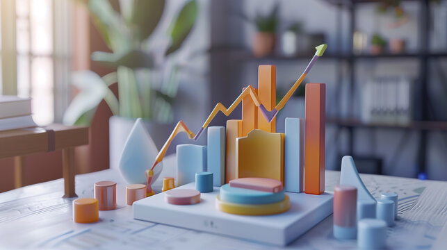 business statistics info graphics, pie charts, bar graphs, and numerical data, business growth analysis