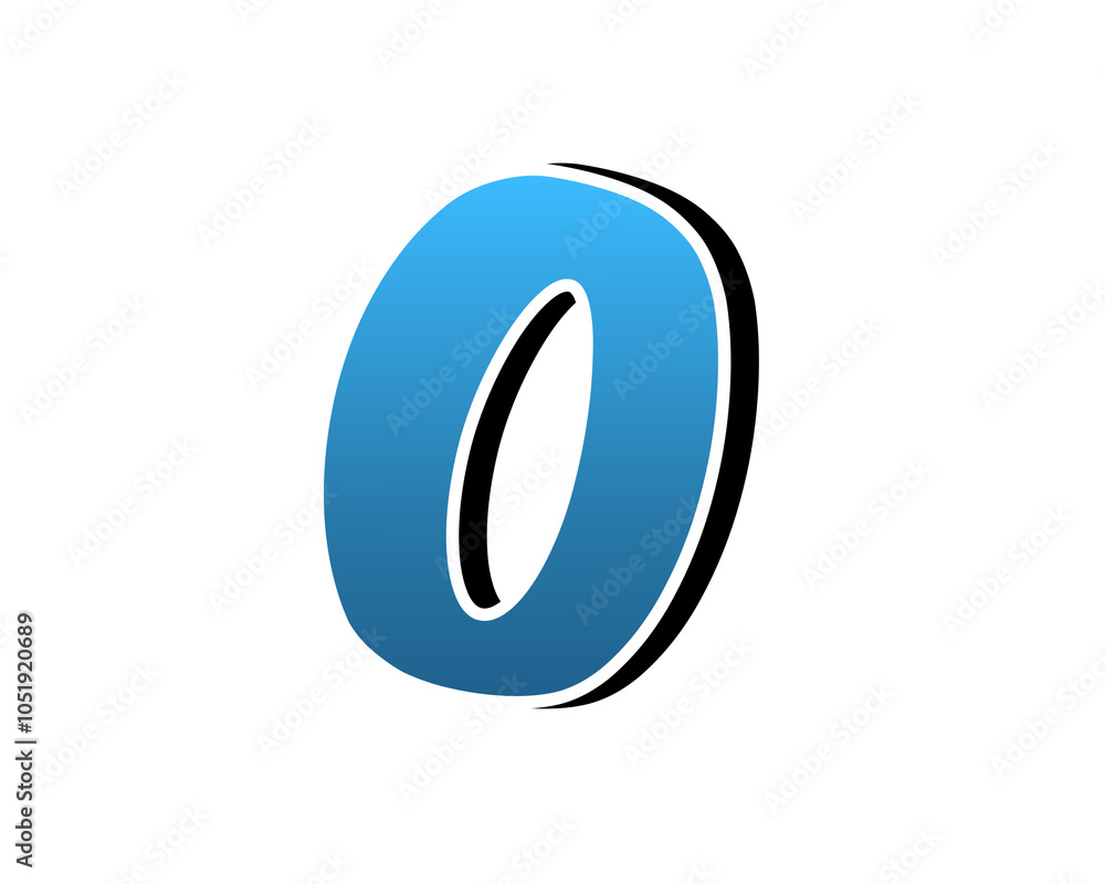Poster number 0 zero 3d illustration on transparent background gradient blue color for design elements