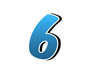 Number 6 six 3D illustration on transparent background gradient blue color for design elements