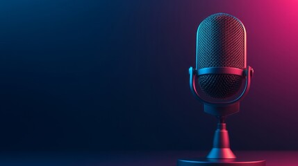 Banner featuring a vintage microphone for a podcast or club.
