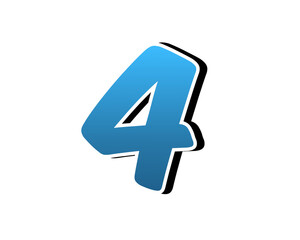Obraz premium Number 4 four 3D illustration on transparent background gradient blue color for design elements