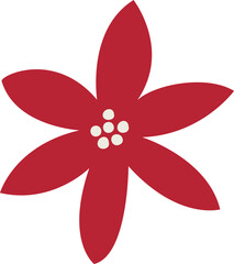 Red Poinsettia flower Christmas decoration isolated.
Red Christmas Poinsettia Flower vector.