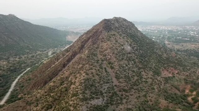 Aerial video over pushkar city and open landscapes, pushkar india