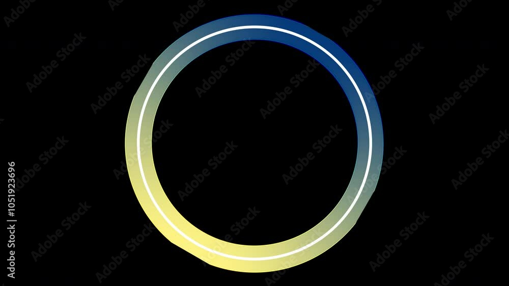 Poster neon blue yellow gradient animated circle frame with alpha channel modern shiny round circular shape