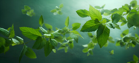 Mint leaves background fresh green spearmint leaves plantation