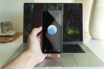 ChatGPT Advanced Voice Mode on smartphone screen.Virtual assistant Speech to speech OpenAI technology