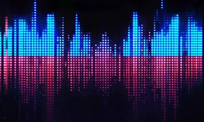 A stunning visual representation of sound waves, featuring vibrant blue and red hues. Perfect for music related themes and digital art projects.