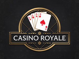 Elegant casino royale logo featuring four aces on classic dark background
